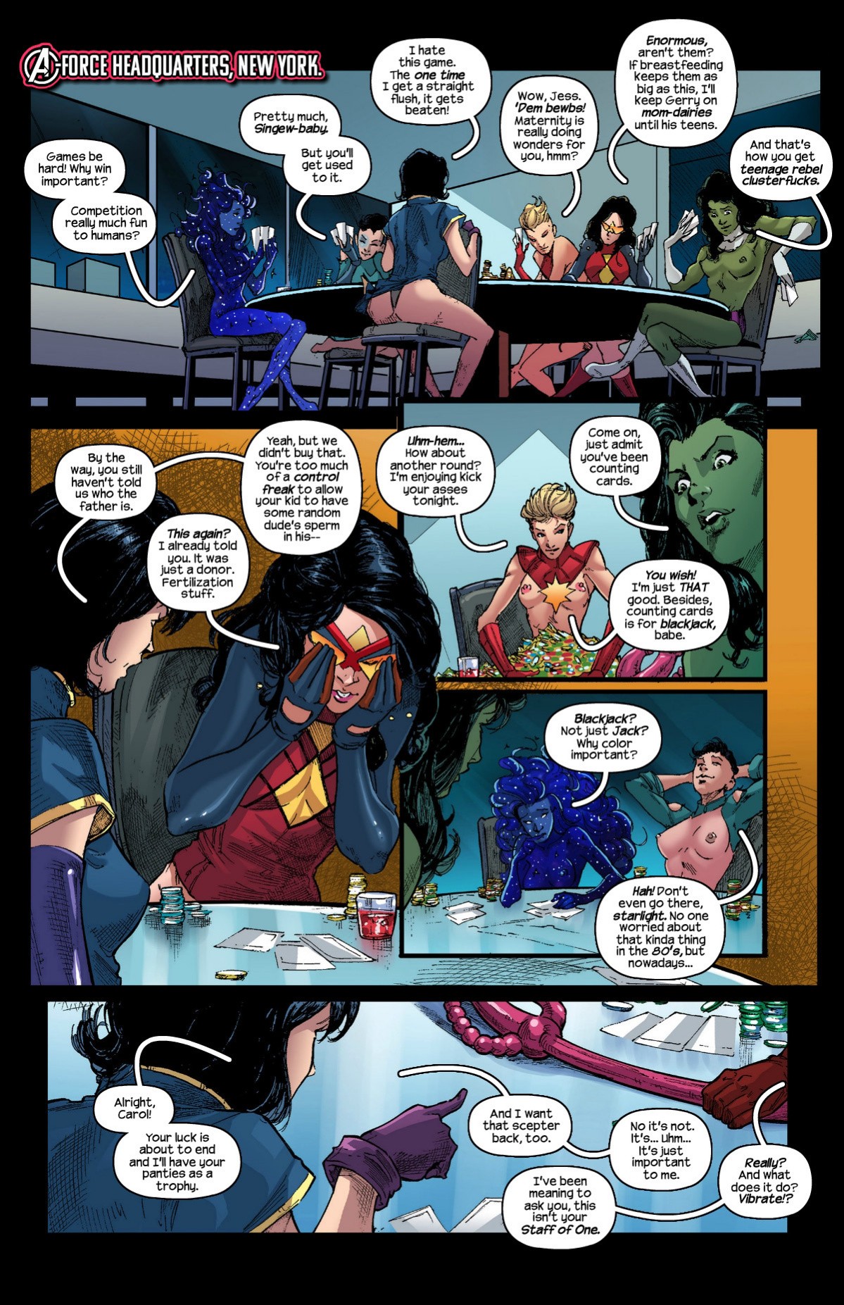 A-Force - Strip Poker Stars porn comic picture 3