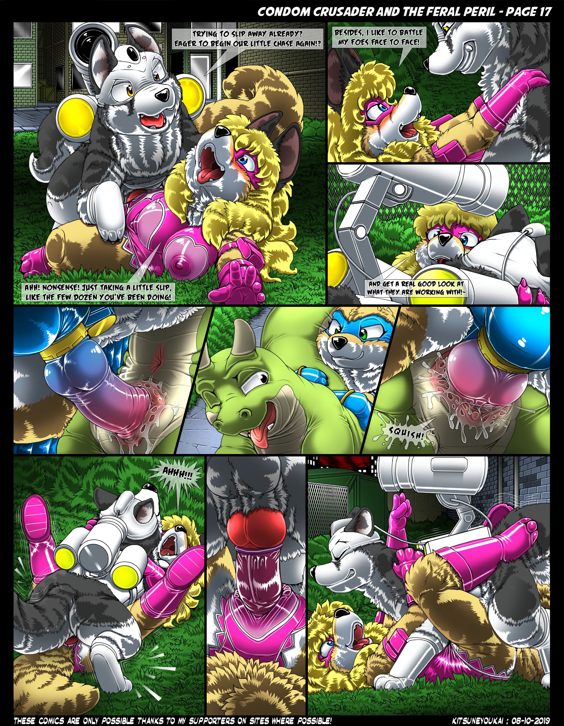 Condom Crusader and the Feral Peril porn comic picture 17