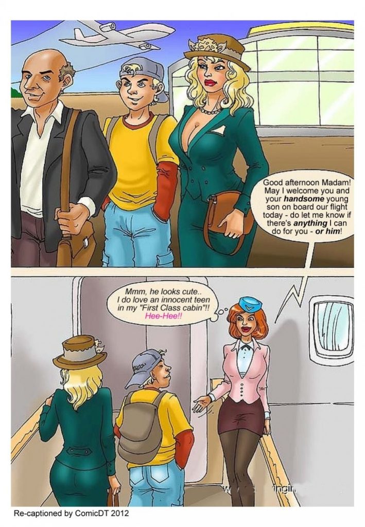 Mom Son on Plane porn comic picture 1