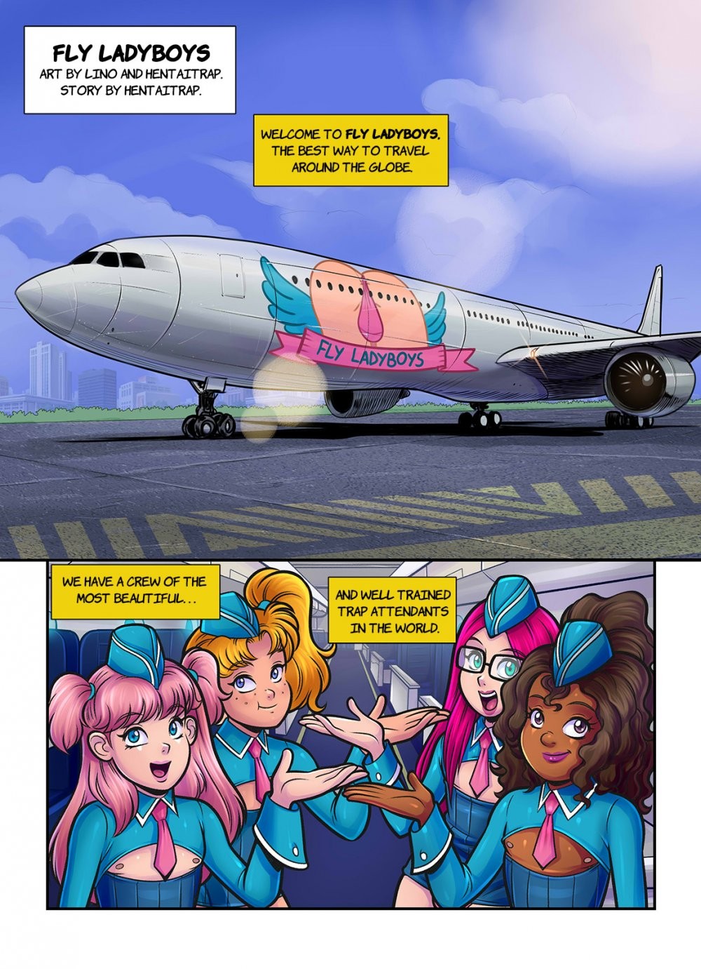 Fly Ladyboys porn comic picture 1