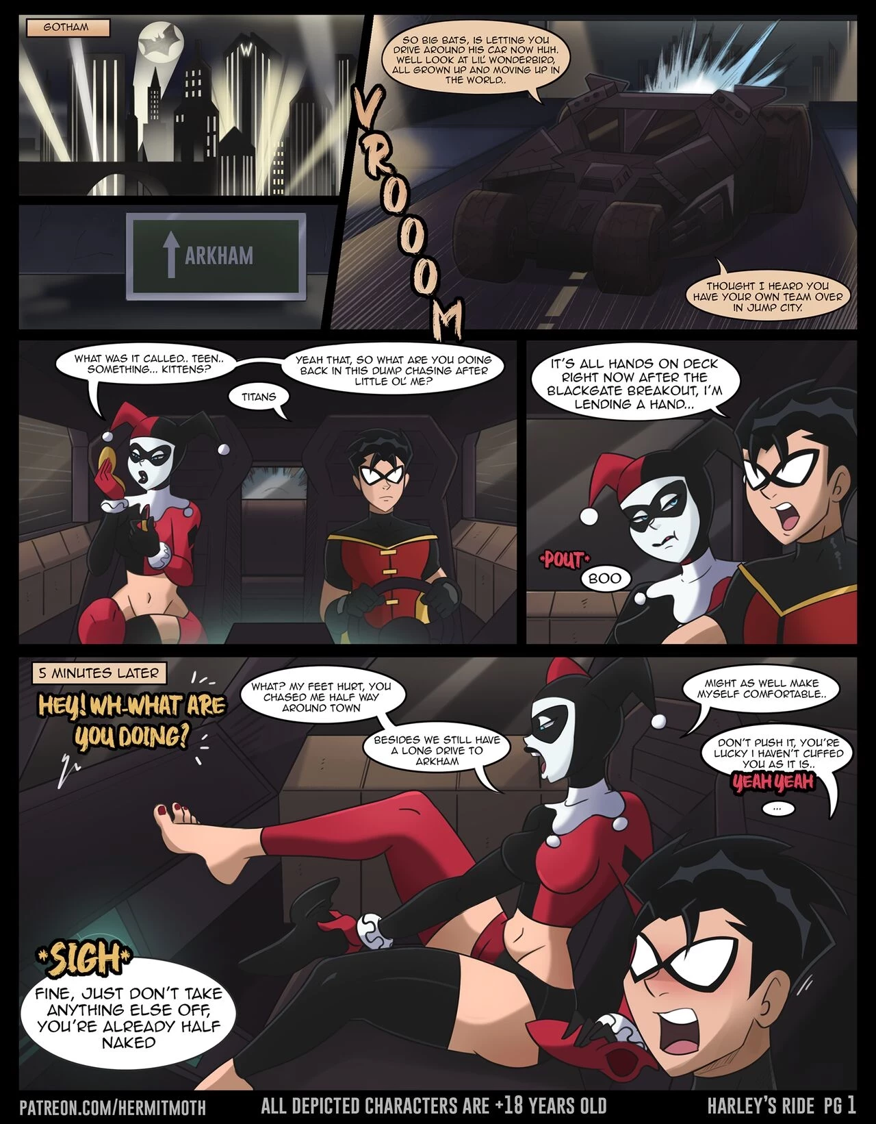 Harley x Robin (Hermit Moth) porn comic page 1